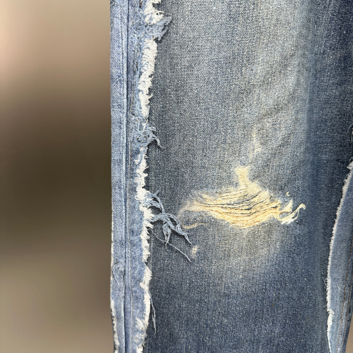 Acne Studios Deconstructed Frayed Denim Panel Jeans