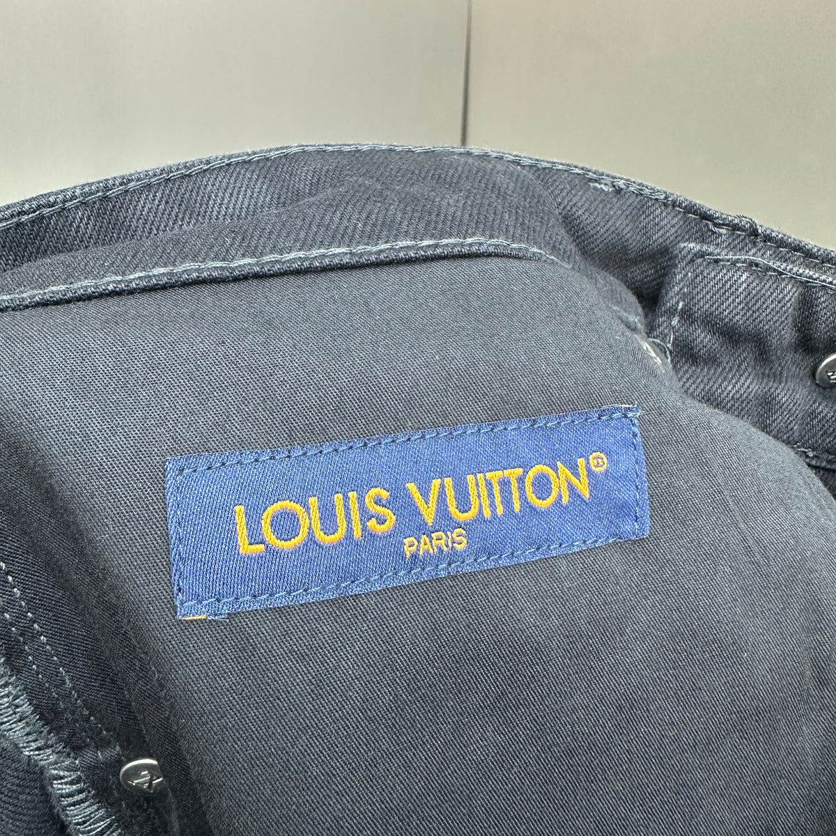 Louis Vuitton Cut-Out Monogram Jacquard Double-Knee Denim Trousers