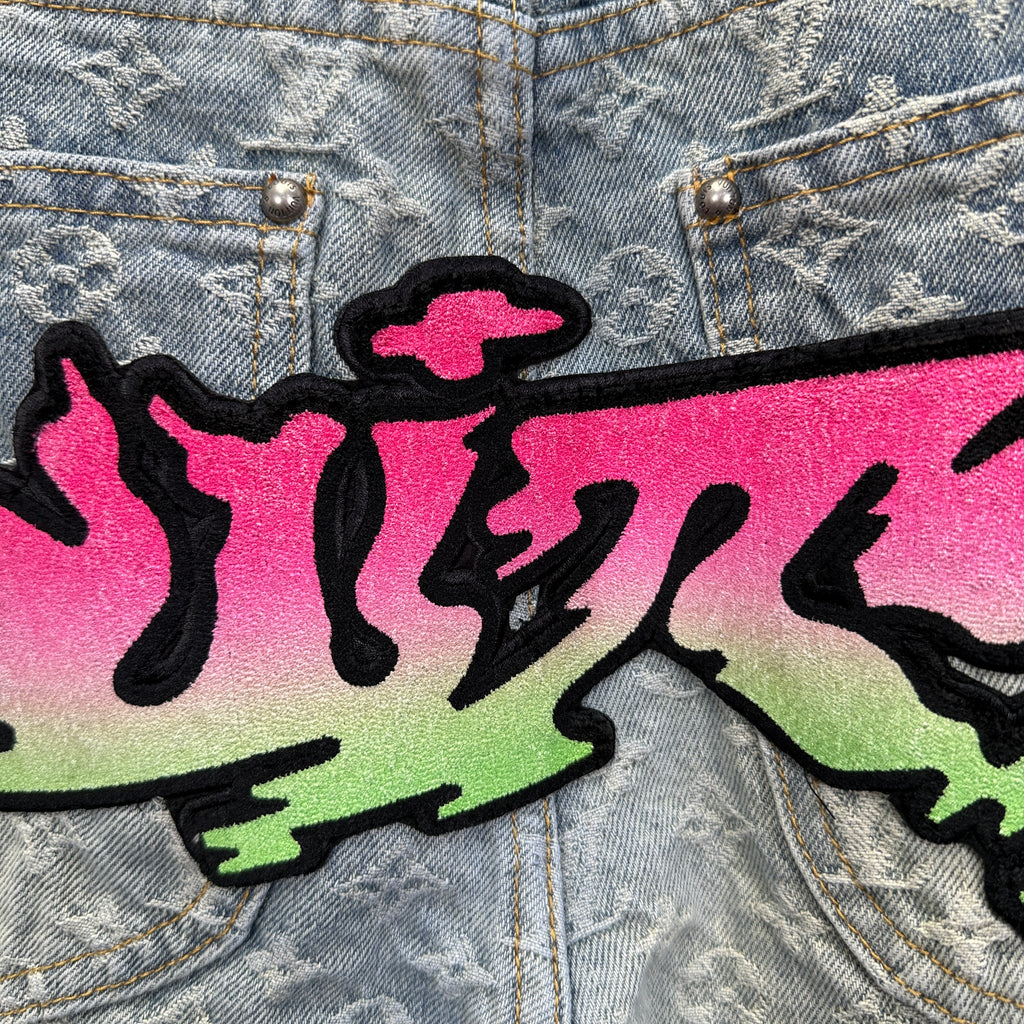 Louis Vuitton Neon Graffiti Logo Monogram Denim Trousers – Bleached Indigo