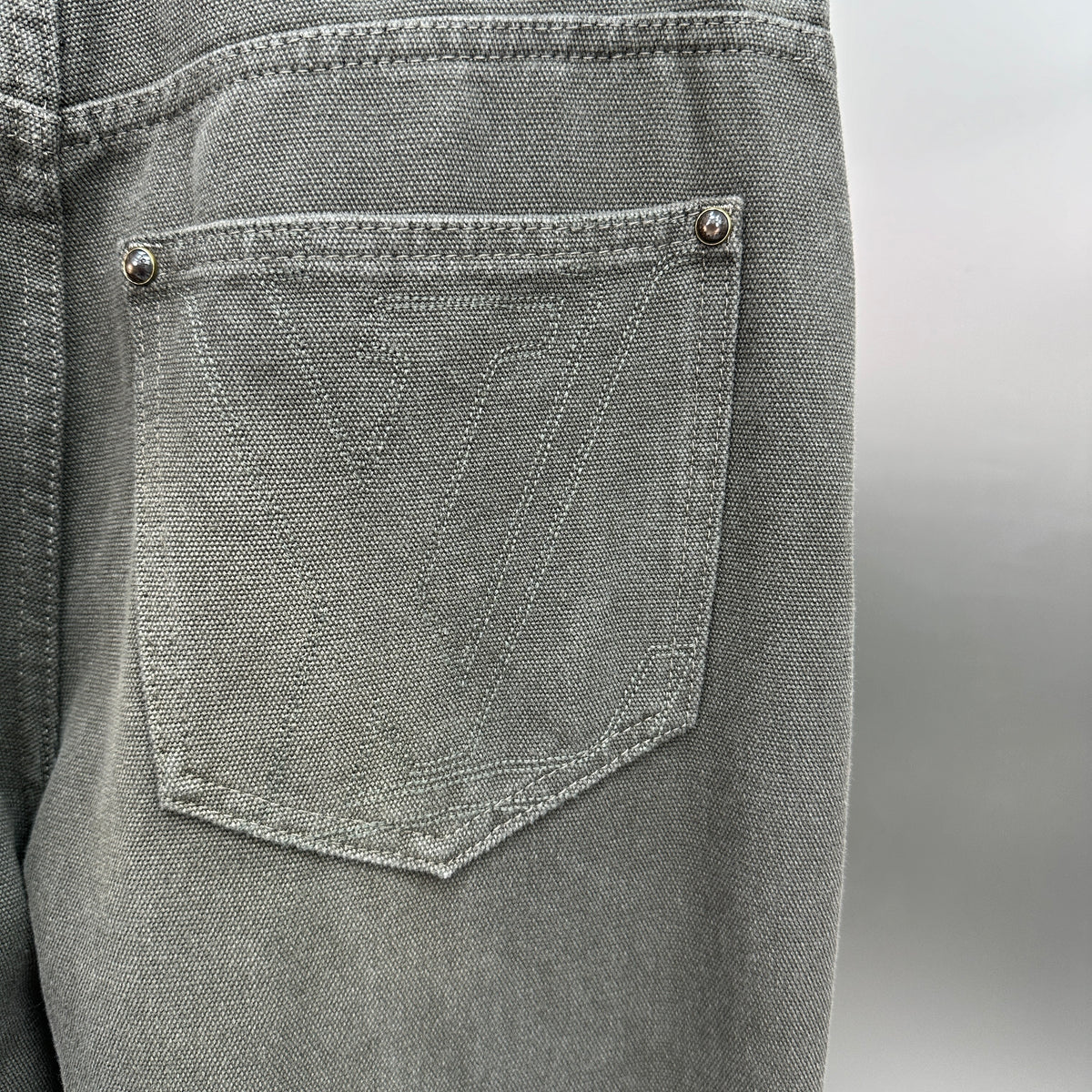 Louis Vuitton Double-Knee Faded Black Denim Trousers with Monogram Cuffs