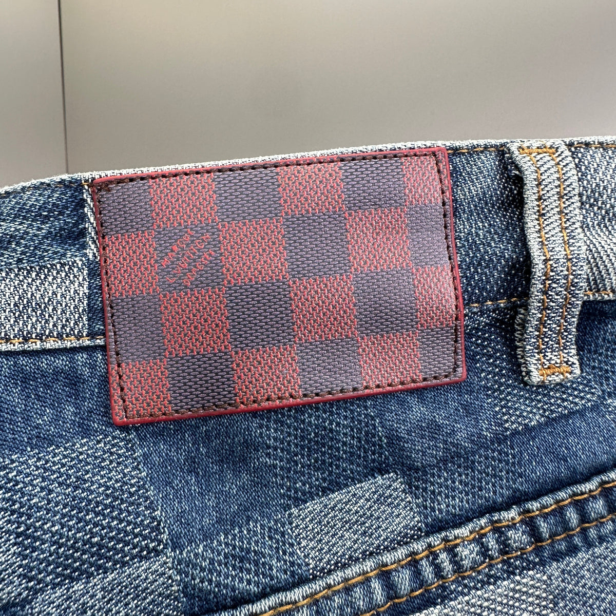 Louis Vuitton Pixelated Damier Indigo Denim Trousers with Heritage Signature
