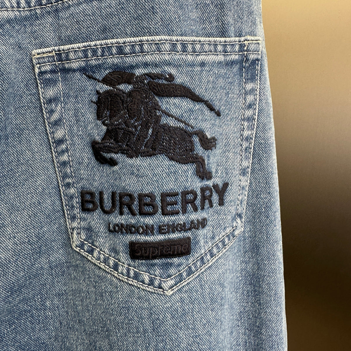 Burberry x Supreme Equestrian Knight Straight-Leg Jeans