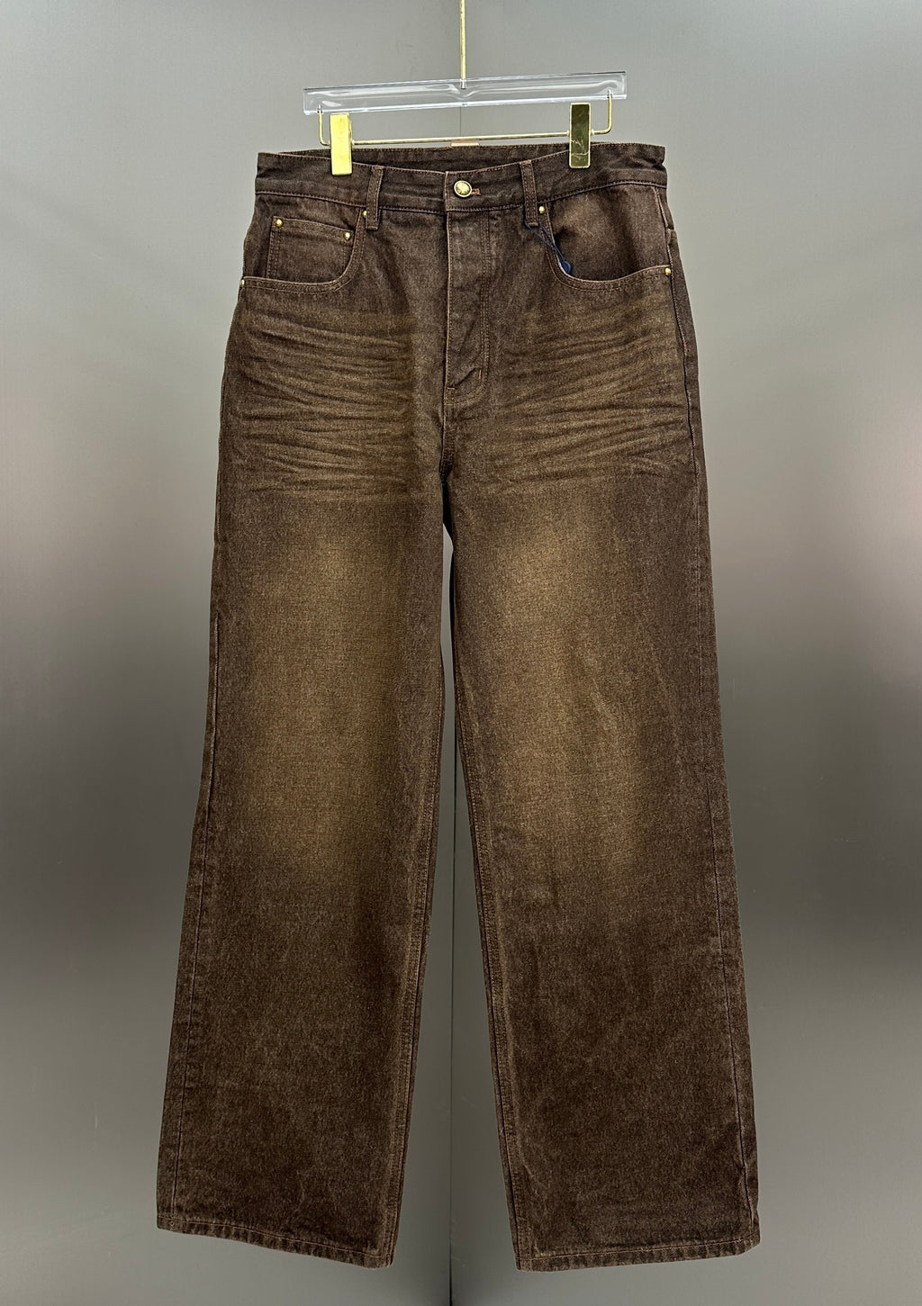 Louis Vuitton Earth Brown Whiskered Straight Denim Trousers