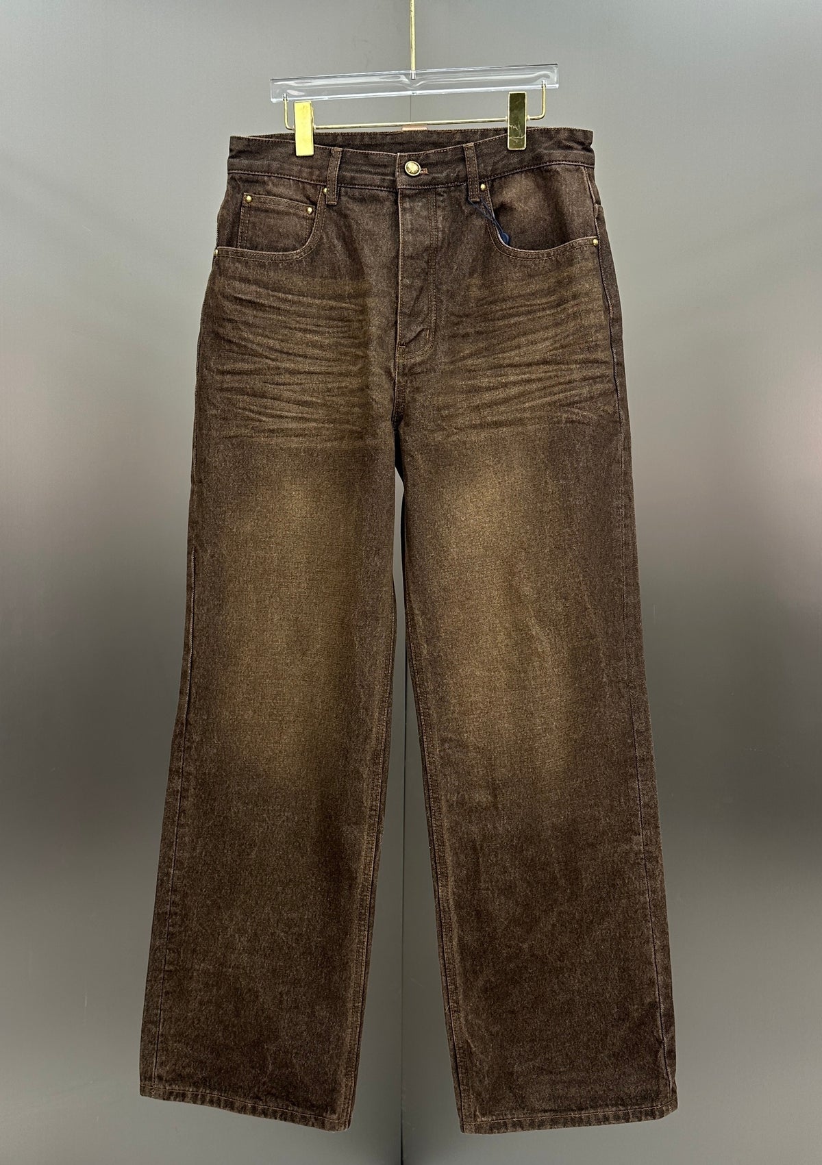 Louis Vuitton Earth Brown Whiskered Straight Denim Trousers
