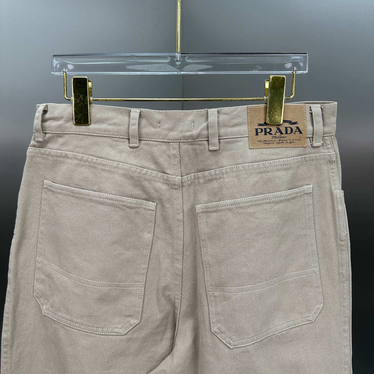 Prada Minimalist Beige Cotton Straight Denim Pants