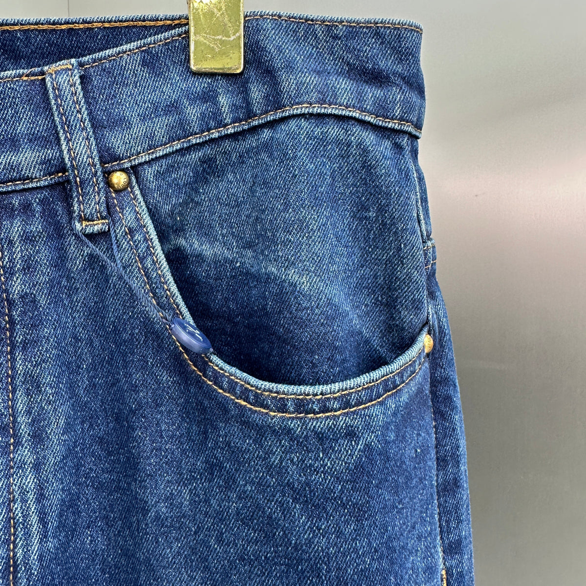 Louis Vuitton Rolled Hem Monogram Canvas Detail Denim Trousers