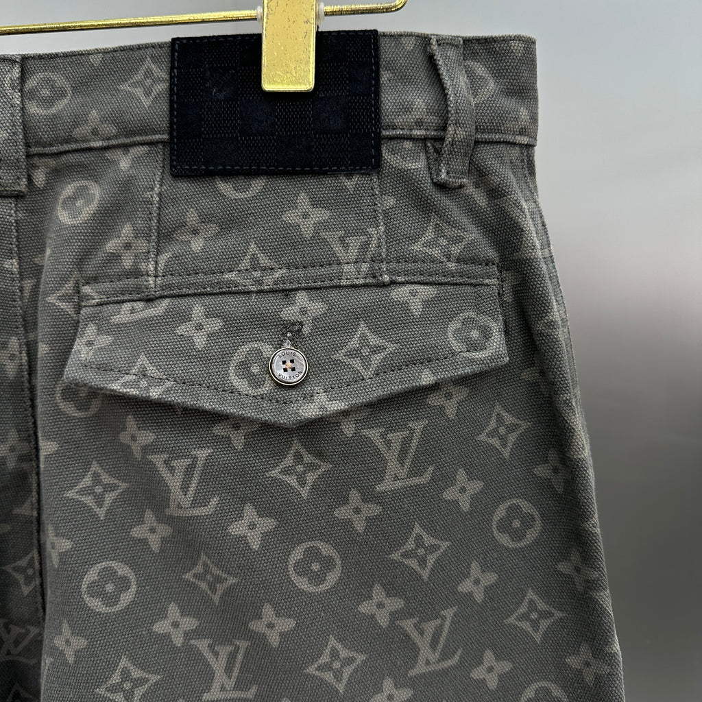 Louis Vuitton All-Over Monogram Charcoal Workwear Denim Trousers