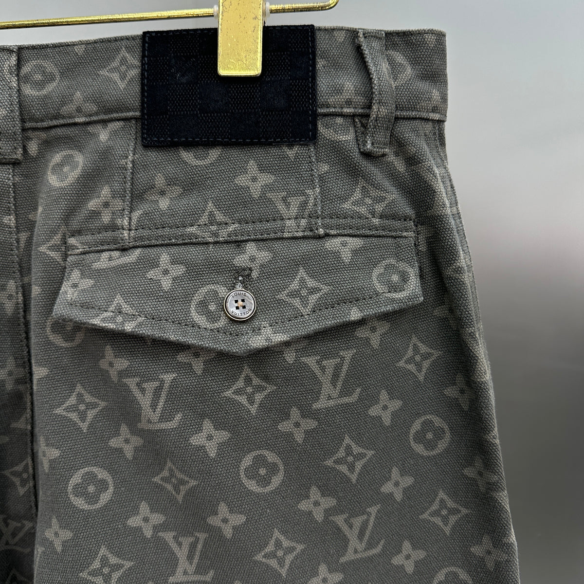 Louis Vuitton All-Over Monogram Charcoal Workwear Denim Trousers