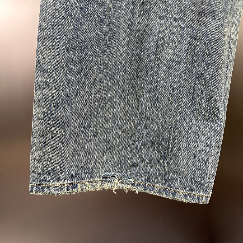 Balenciaga Faded Blue Flame Tribal Wide-Leg Denim