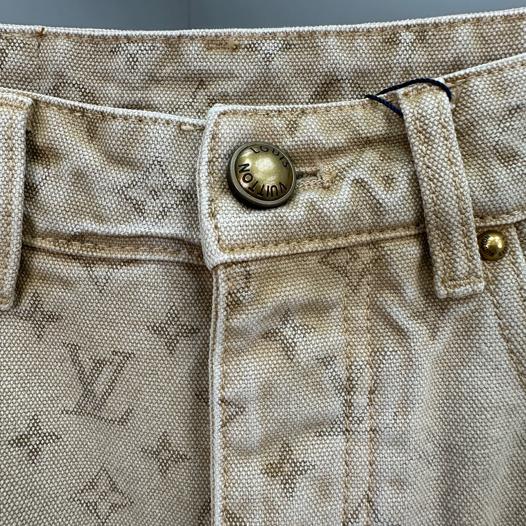 Louis Vuitton Vintage Tint Monogram Printed Straight Denim Pants