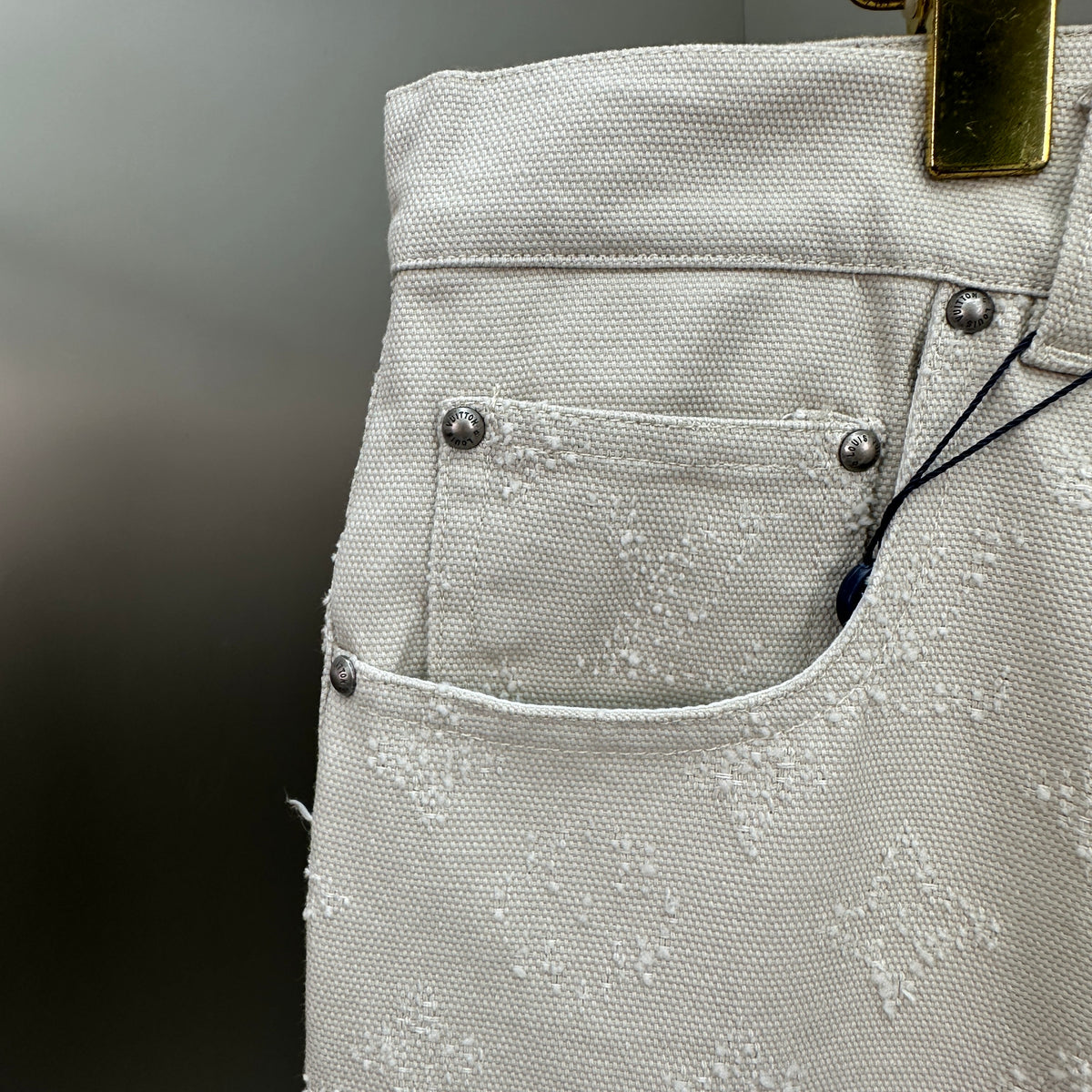 Louis Vuitton All-Over Monogram Embossed Off-White Denim Pants