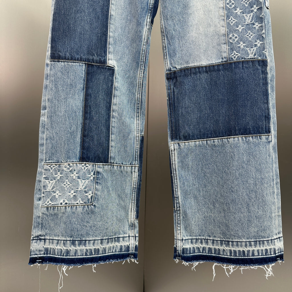 Louis Vuitton Multi-Wash Monogram Denim Trousers with Raw Hem