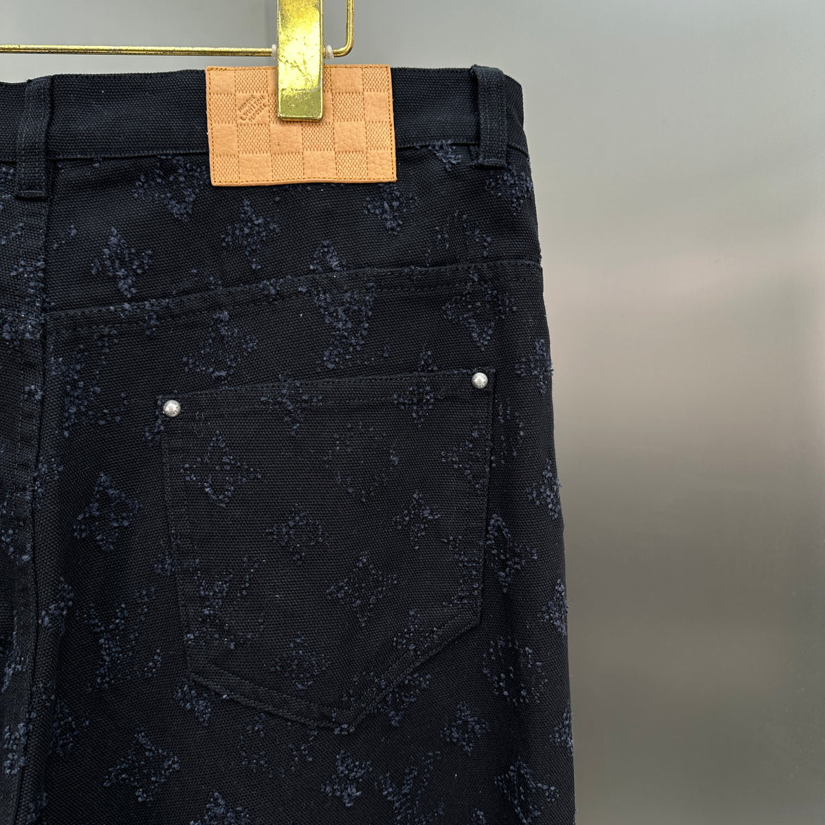 Louis Vuitton All-Over Monogram Embossed Black Denim Pants