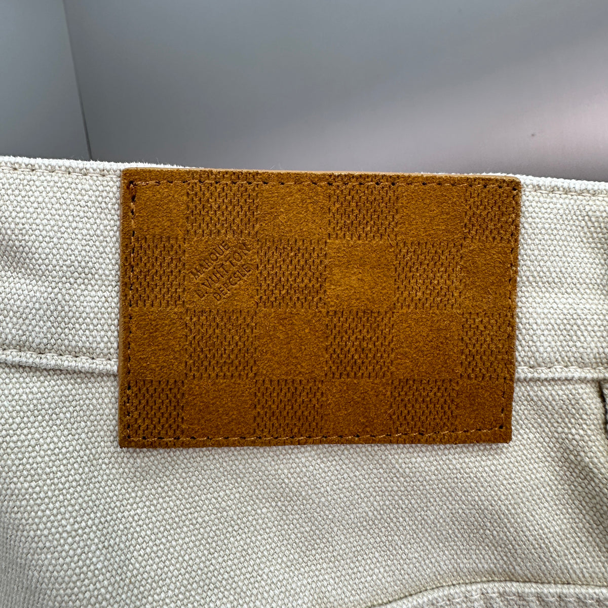 Louis Vuitton Subtle Monogram Motif Off-White Denim Trousers