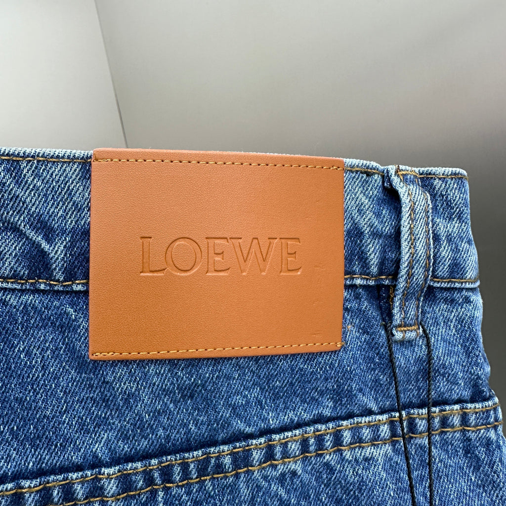 Loewe Anagram Patchwork Straight Denim Pants – Mid-Blue Wash