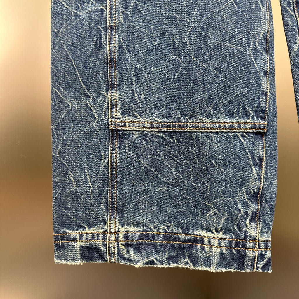 Louis Vuitton Western Turquoise Accent Distressed Utility Denim Trousers