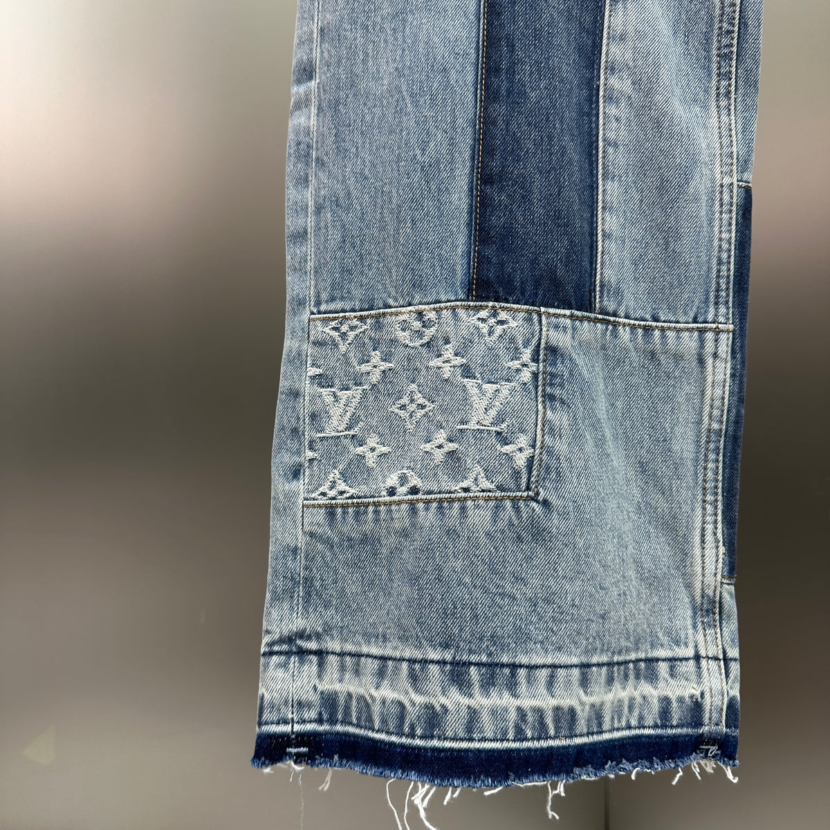 Louis Vuitton Multi-Wash Monogram Denim Trousers with Raw Hem