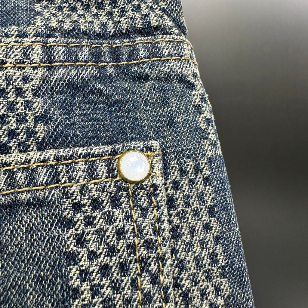 Louis Vuitton Vintage Tinted Damier Denim Trousers with Heritage Inscription