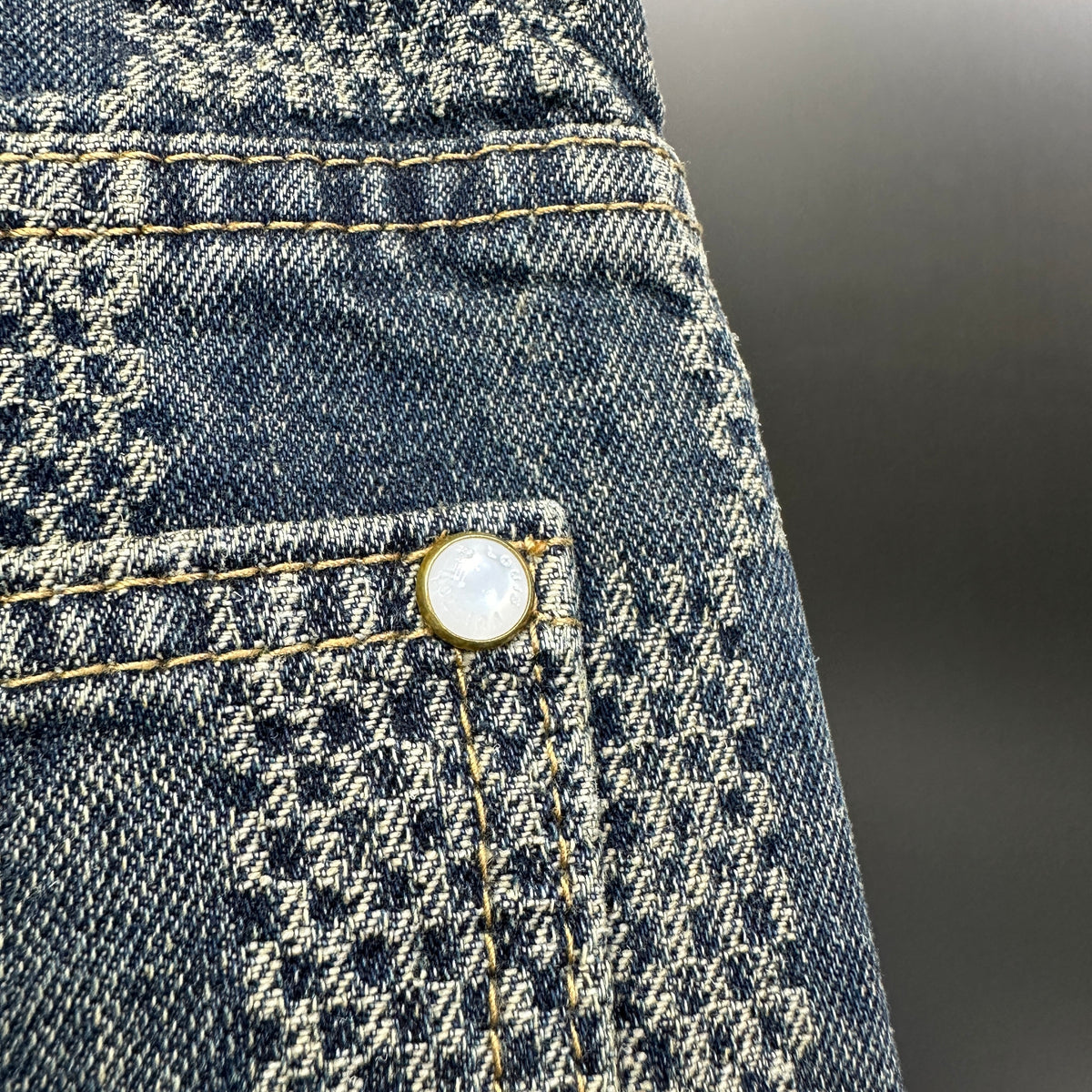 Louis Vuitton Vintage Tinted Damier Denim Trousers with Heritage Inscription