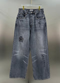 Balenciaga Crest & Artwork Embroidered Baggy Denim Pants