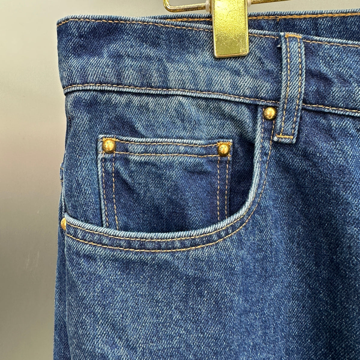 Louis Vuitton Rolled Hem Monogram Canvas Detail Denim Trousers