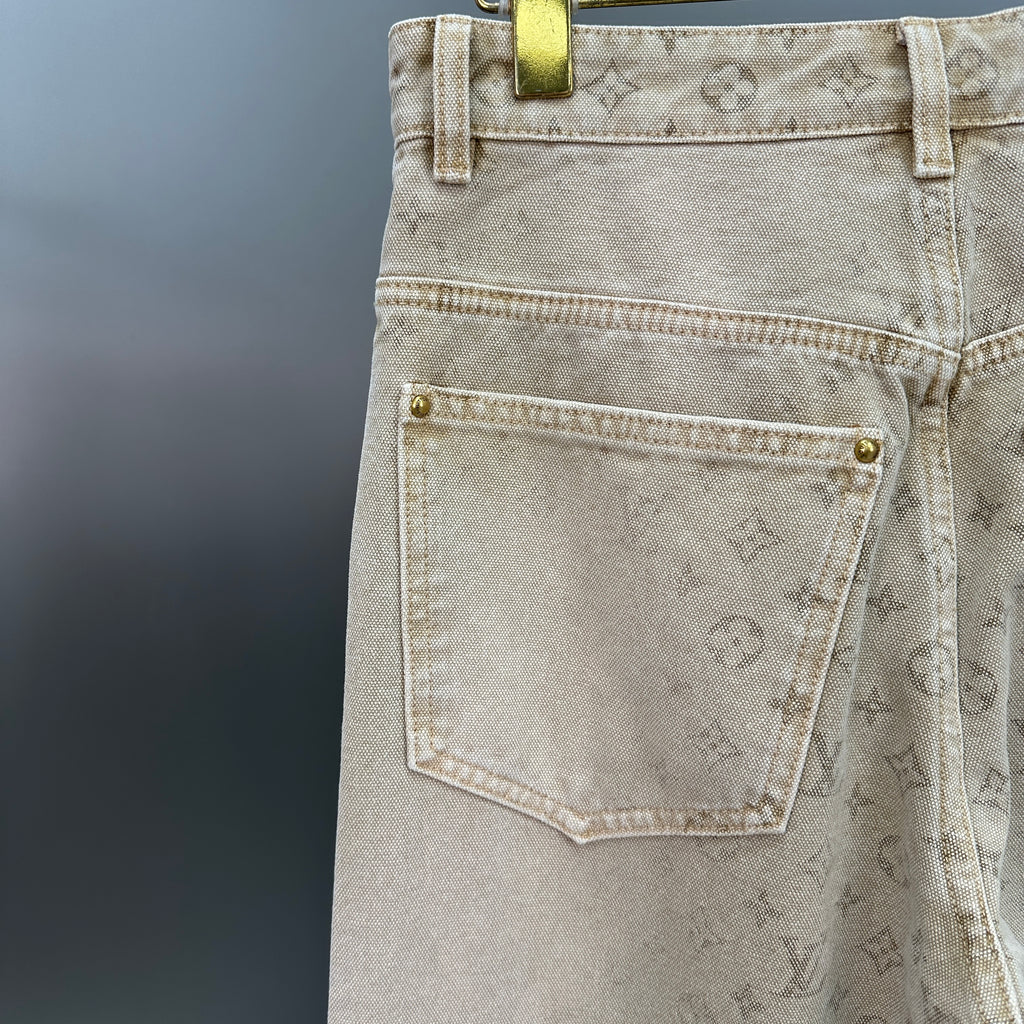 Louis Vuitton Vintage Tint Monogram Printed Straight Denim Pants
