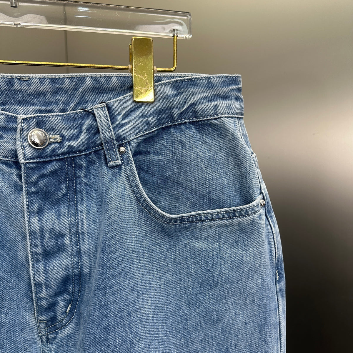 Louis Vuitton Washed Indigo Carpenter Fit Jeans with Frayed Monogram Panels