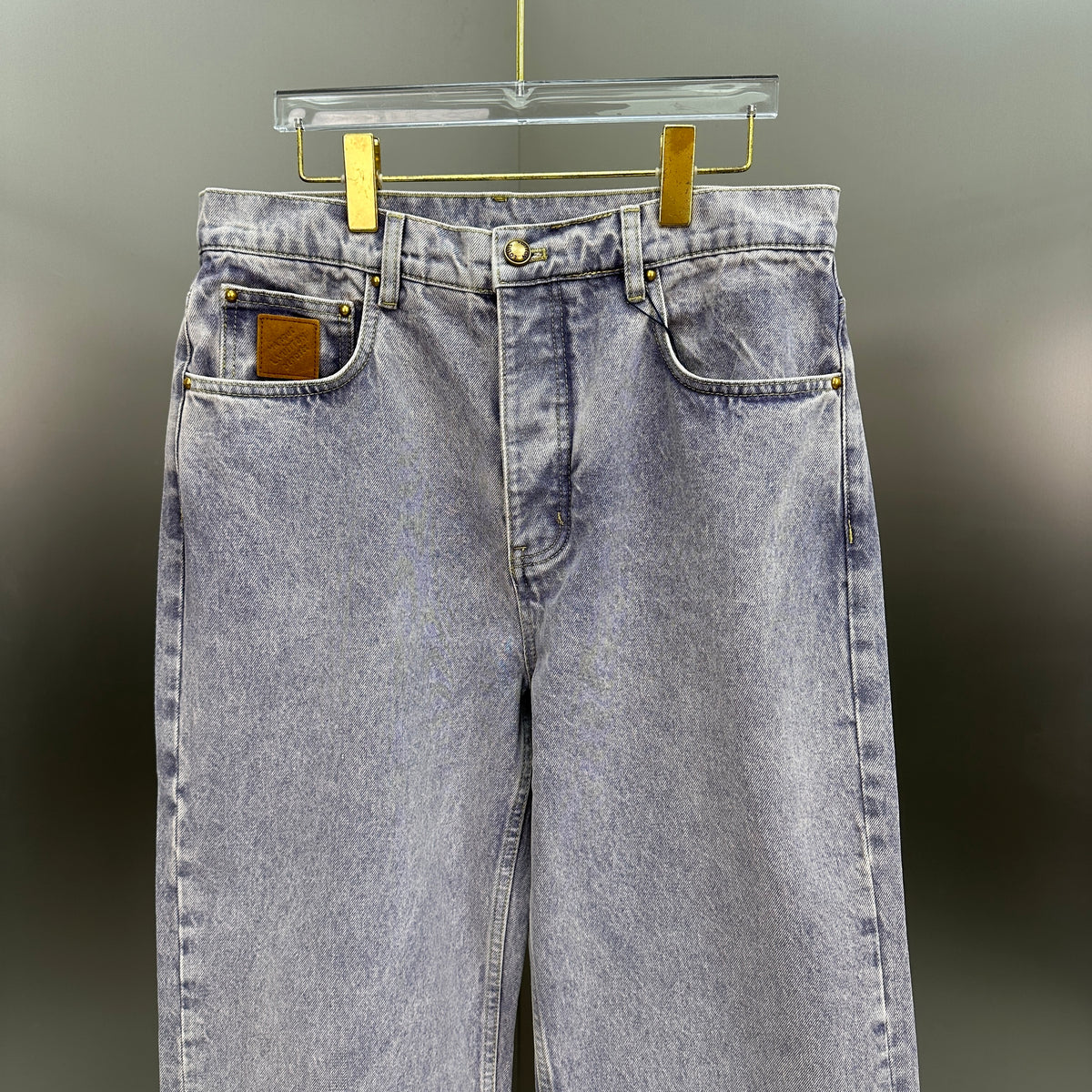 Louis Vuitton Faded Violet Denim Trousers with Leather Pocket Patch