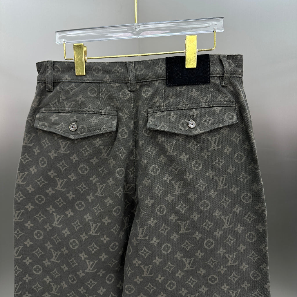 Louis Vuitton All-Over Monogram Charcoal Workwear Denim Trousers
