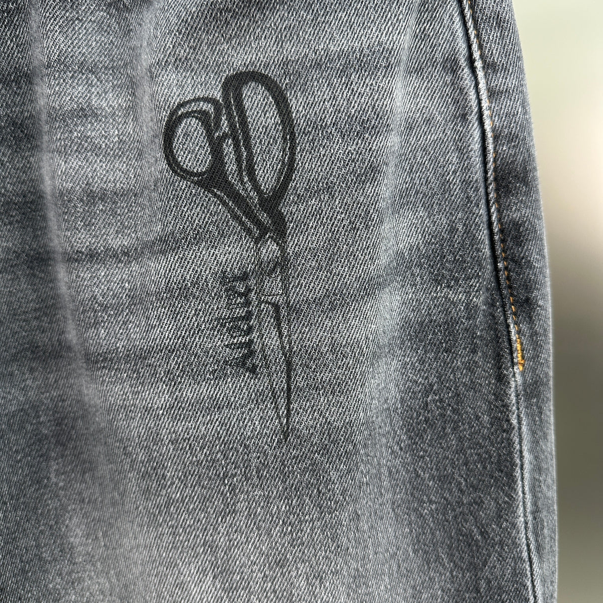 Balenciaga Crest & Artwork Embroidered Baggy Denim Pants