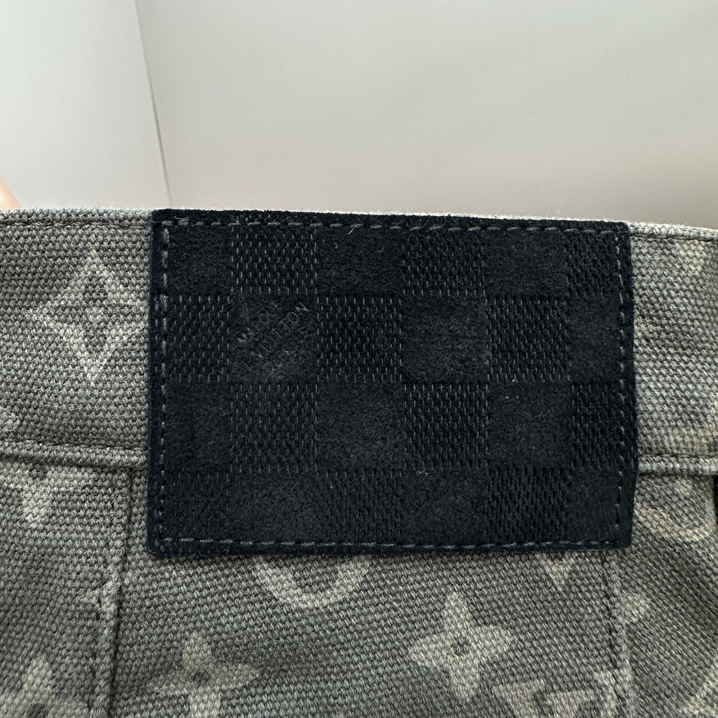 Louis Vuitton All-Over Monogram Charcoal Workwear Denim Trousers