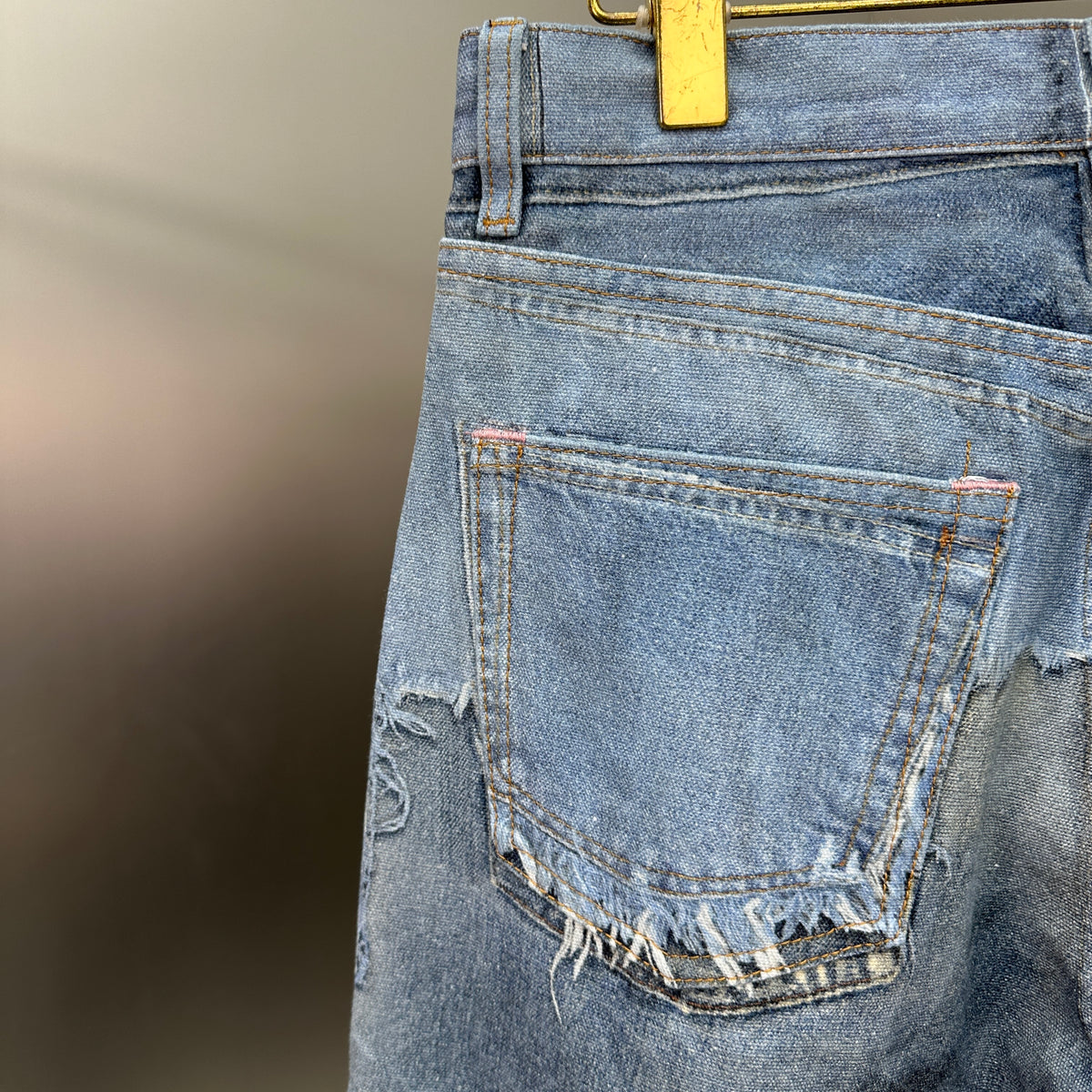 Acne Studios Deconstructed Frayed Denim Panel Jeans