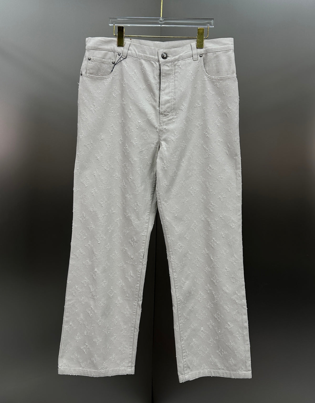 Louis Vuitton All-Over Monogram Embossed Off-White Denim Pants