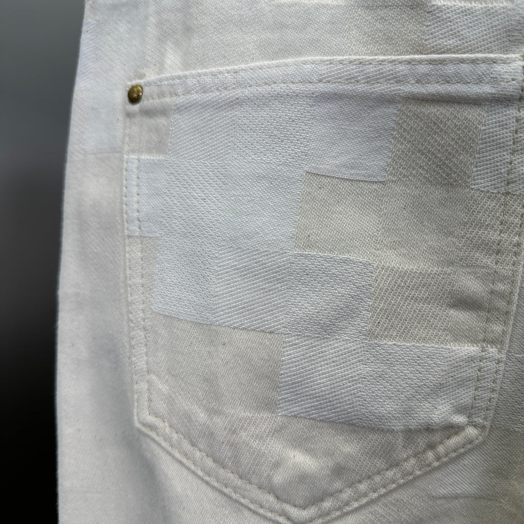 Louis Vuitton Tonal Pixelated Damier Cream Denim Trousers