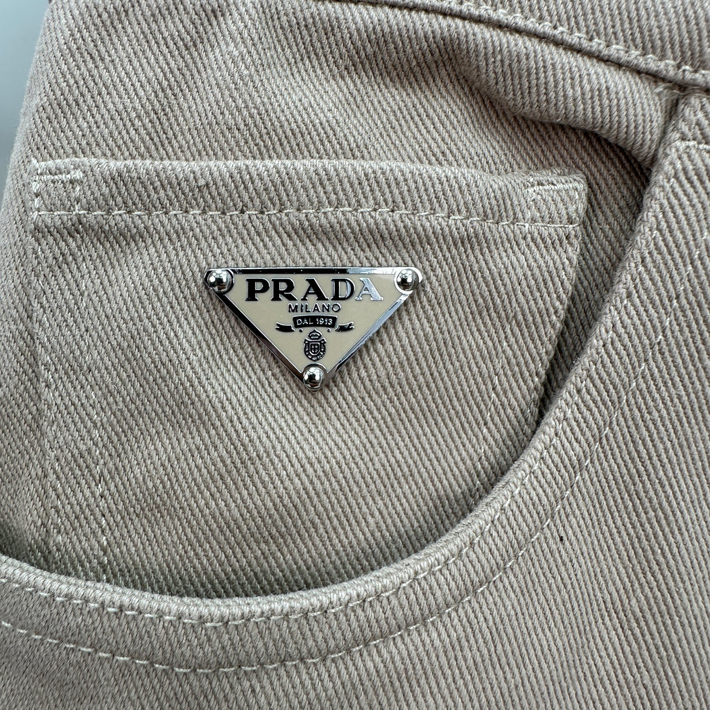 Prada Minimalist Beige Cotton Straight Denim Pants