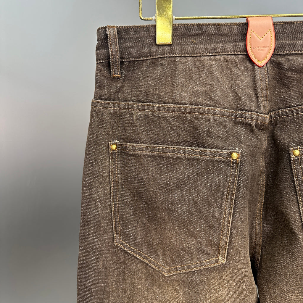 Louis Vuitton Earth Brown Whiskered Straight Denim Trousers