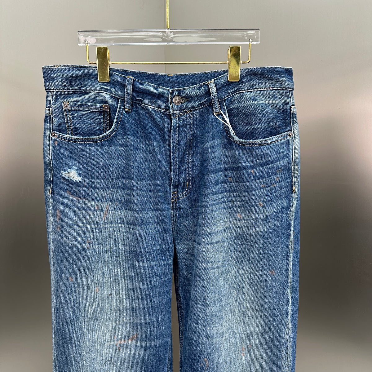 Acne Studios Ripped & Paint-Splattered Loose Fit Jeans