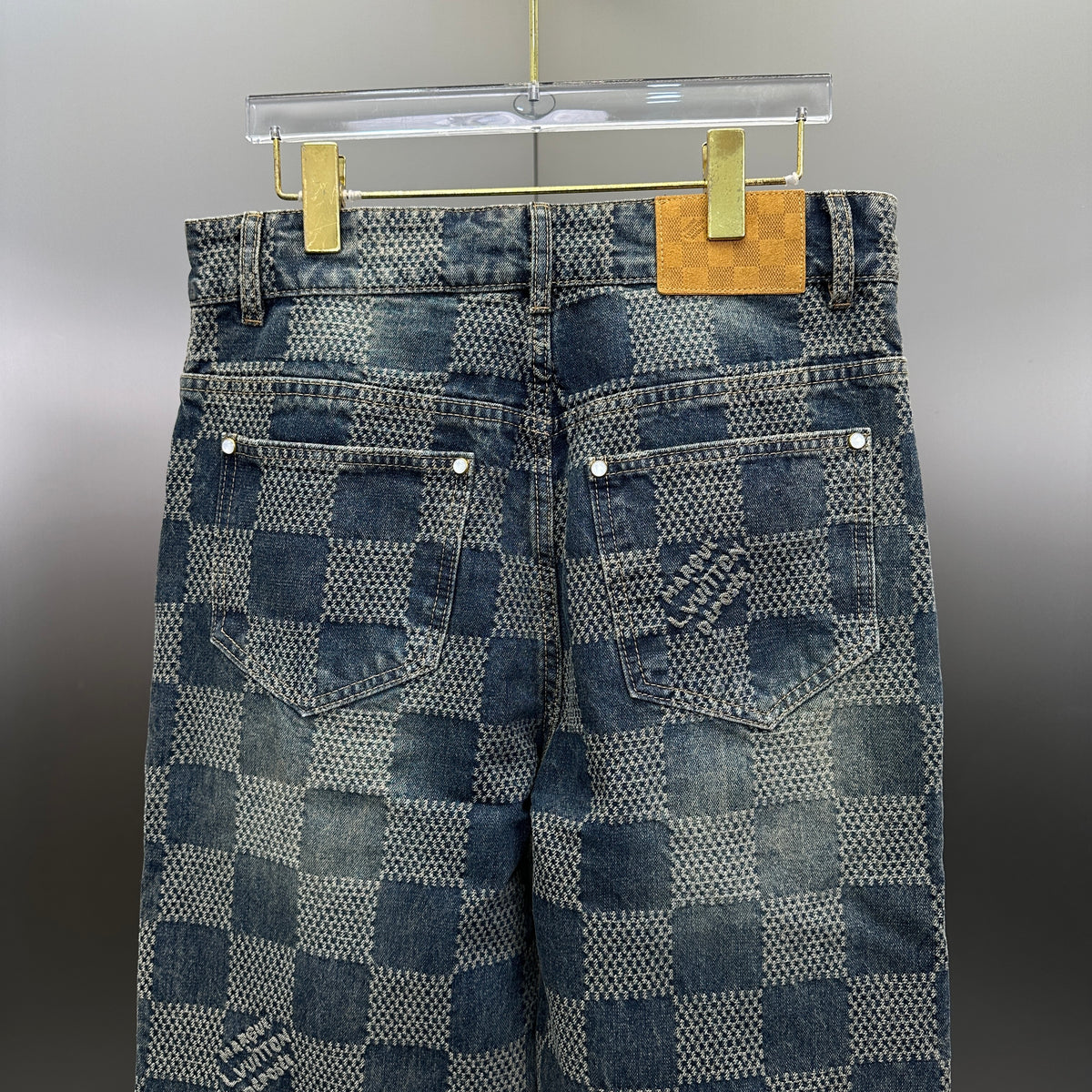 Louis Vuitton Vintage Tinted Damier Denim Trousers with Heritage Inscription