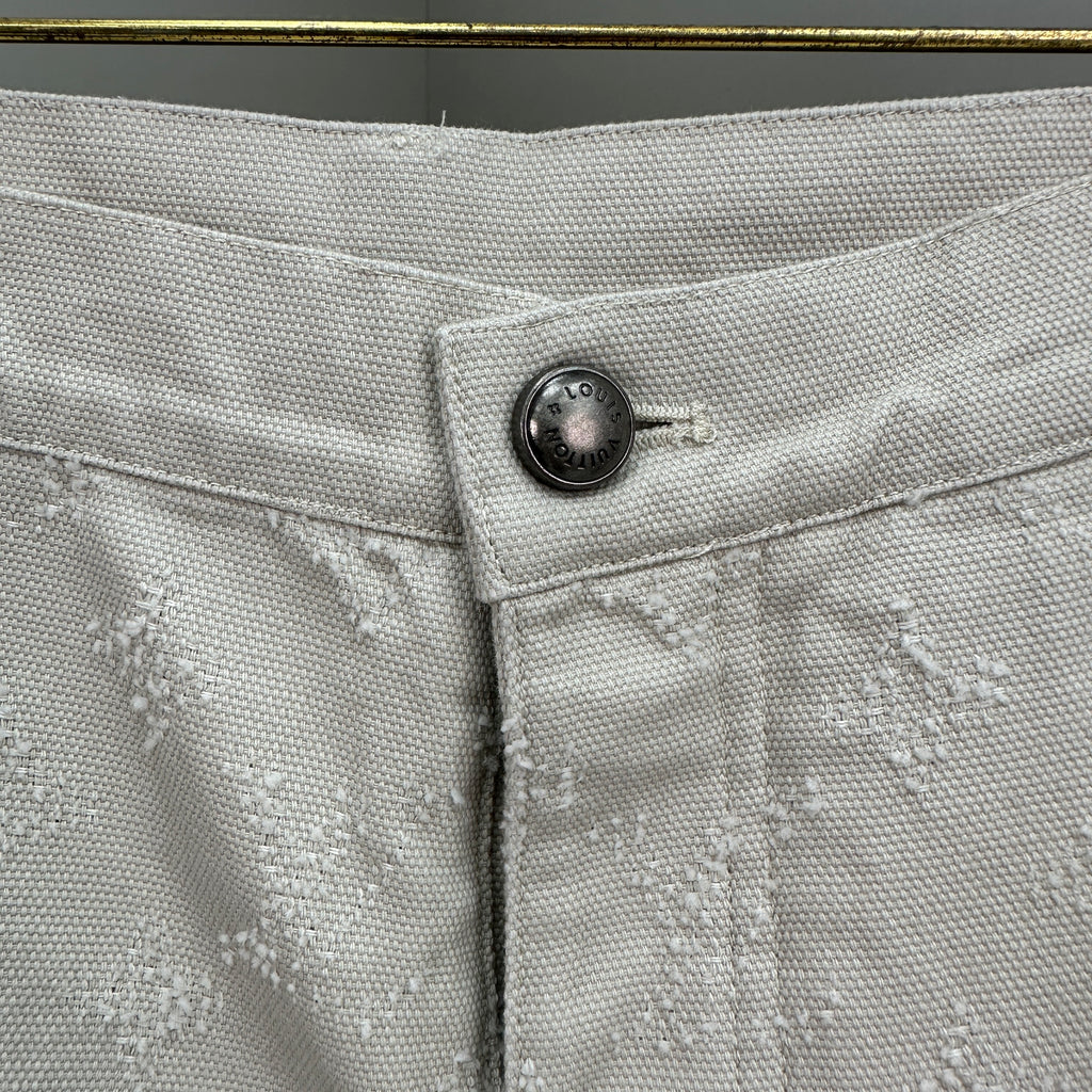 Louis Vuitton All-Over Monogram Embossed Off-White Denim Pants