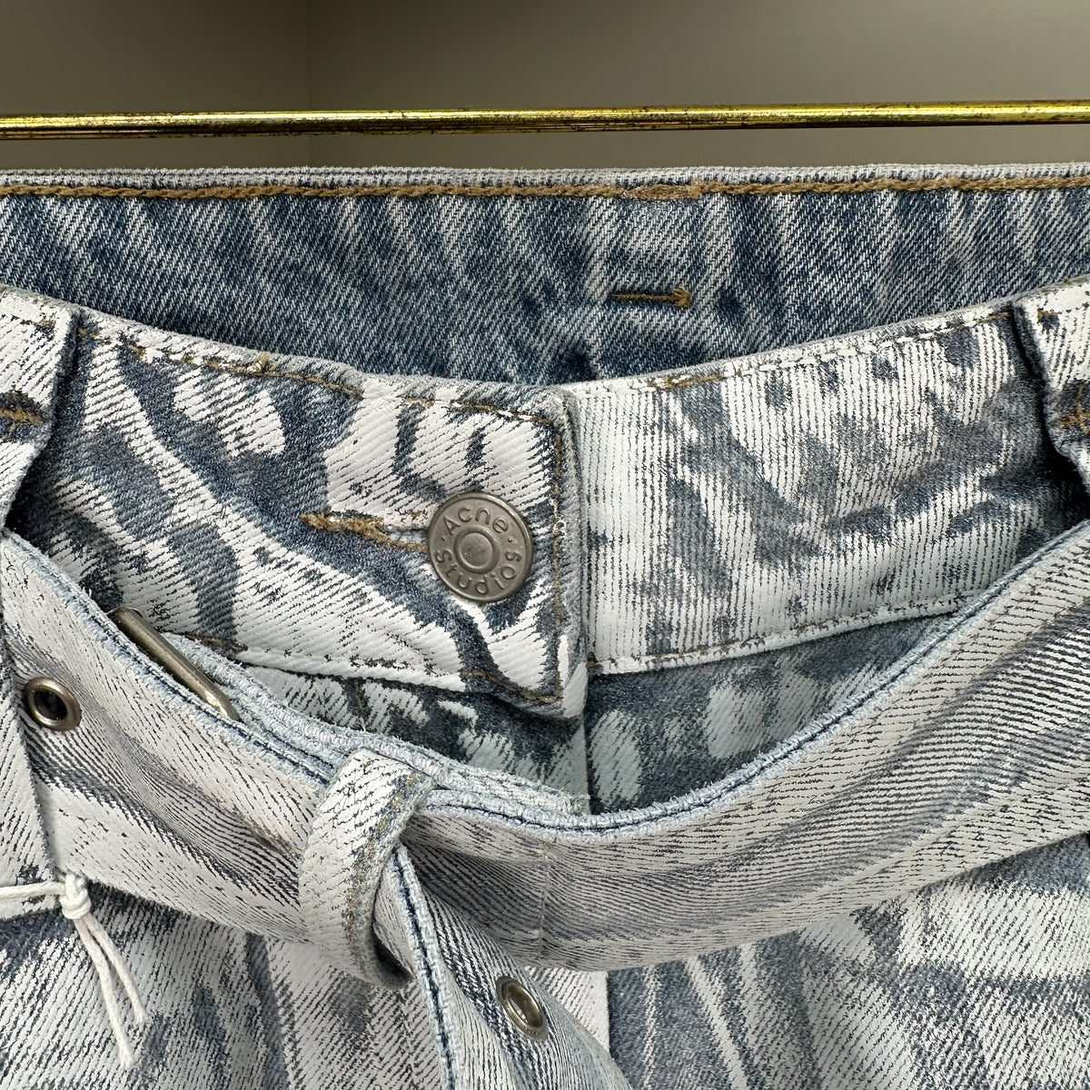 Acne Studios High-Waisted Wide-Leg Denim Pants with Matching Belt