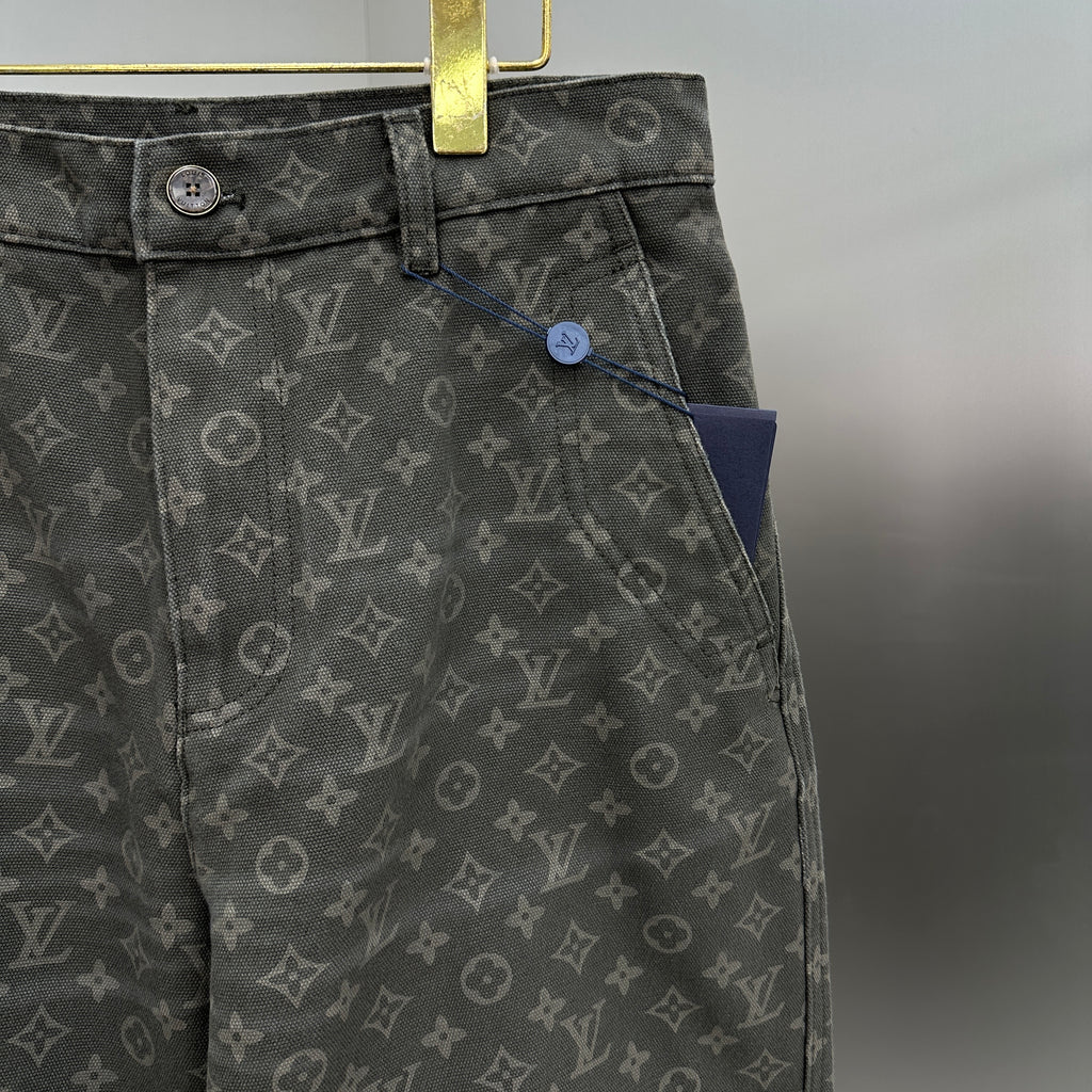 Louis Vuitton All-Over Monogram Charcoal Workwear Denim Trousers