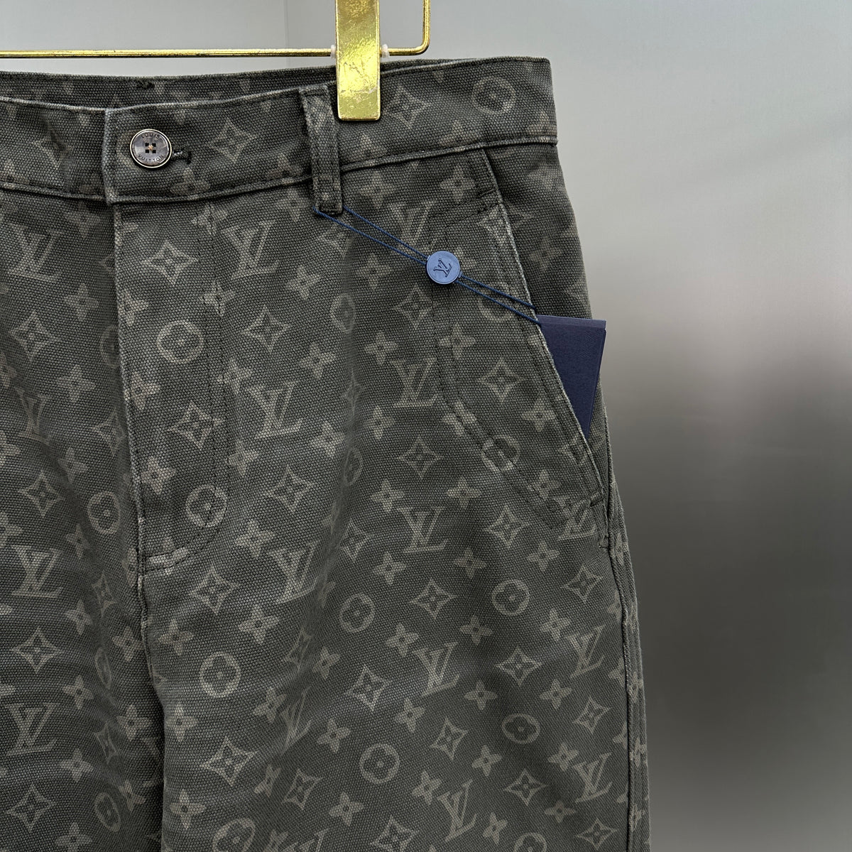Louis Vuitton All-Over Monogram Charcoal Workwear Denim Trousers