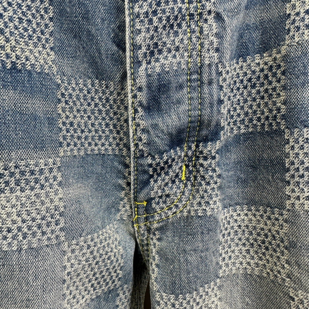 Louis Vuitton Bleached Damier Pattern Denim Trousers with Heritage Inscription