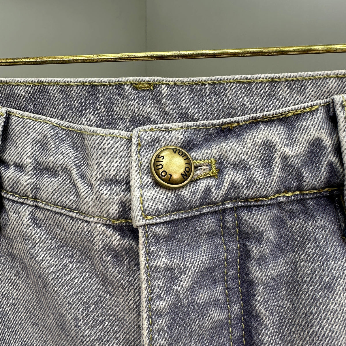 Louis Vuitton Faded Violet Denim Trousers with Leather Pocket Patch