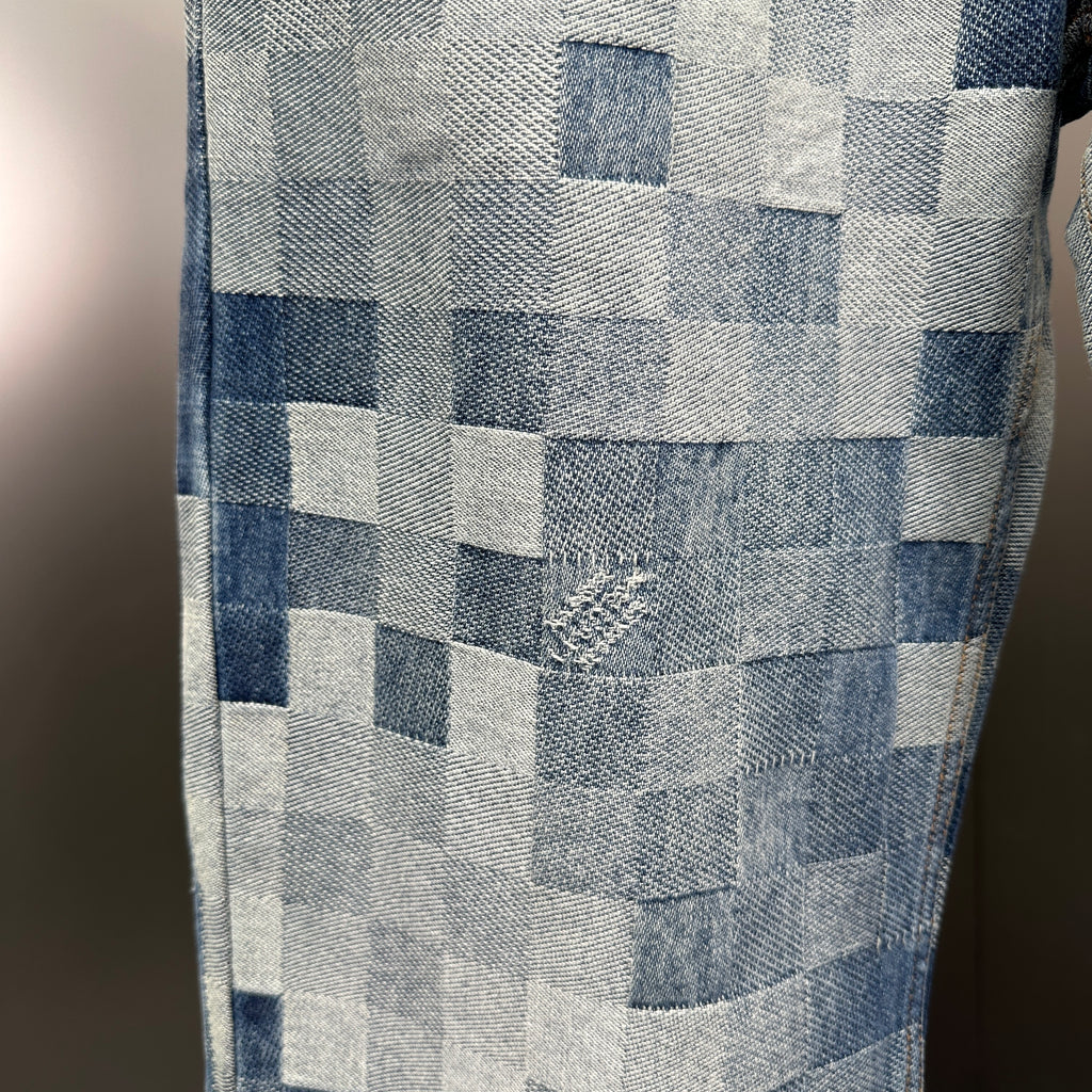 Louis Vuitton Pixelated Damier Indigo Denim Trousers with Heritage Signature