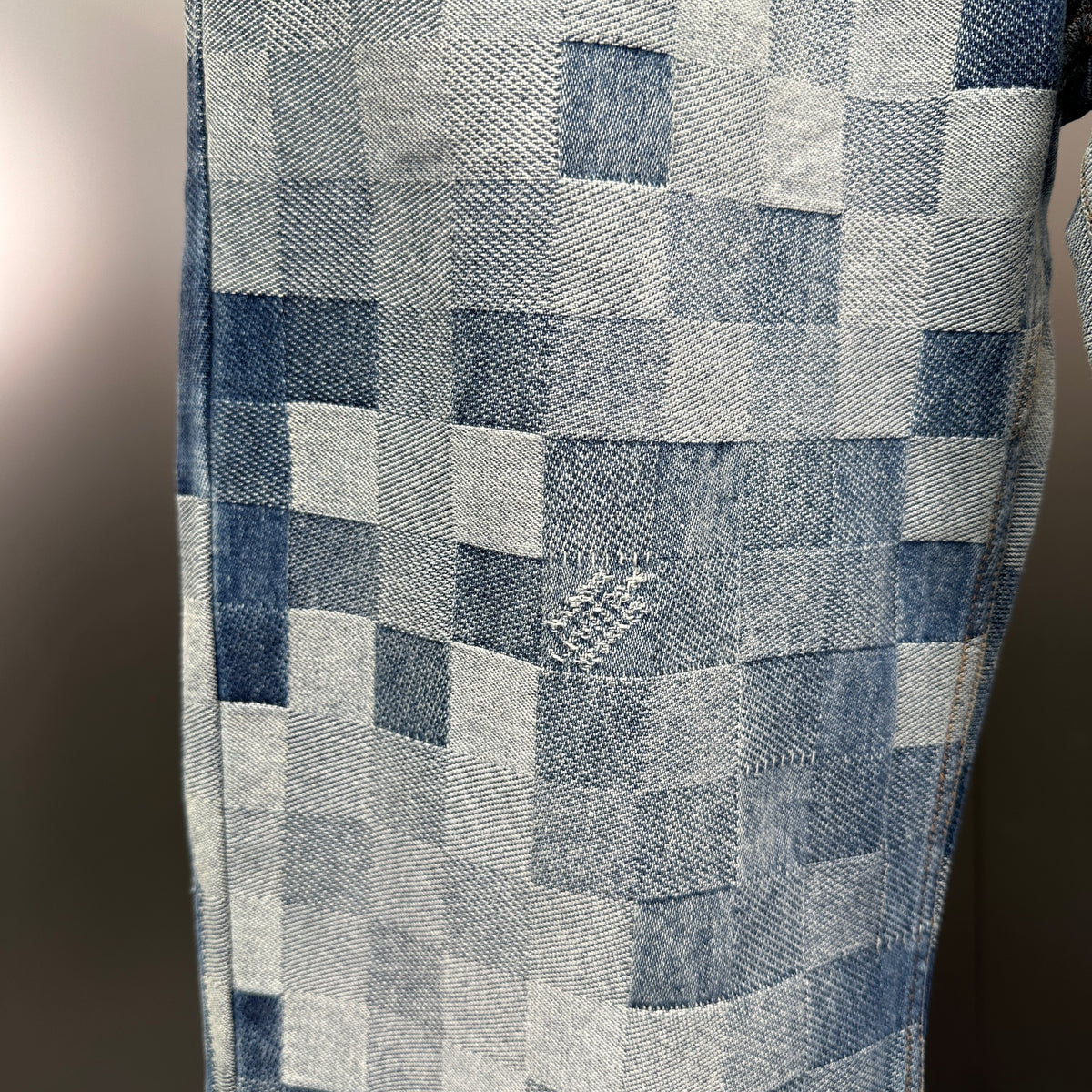 Louis Vuitton Pixelated Damier Indigo Denim Trousers with Heritage Signature