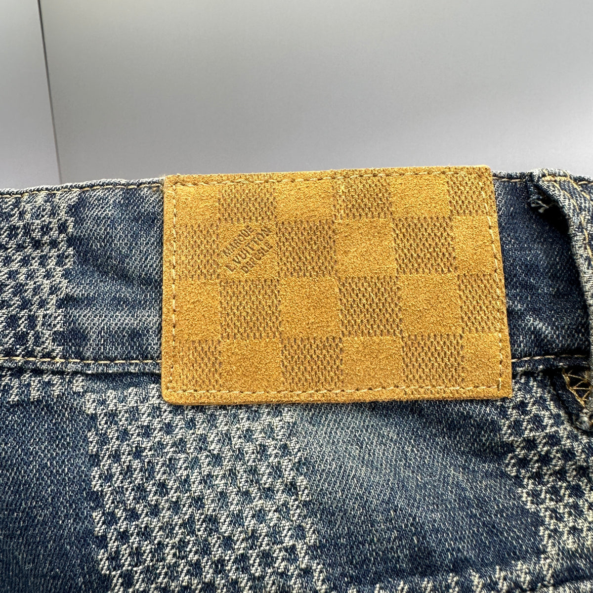 Louis Vuitton Vintage Tinted Damier Denim Trousers with Heritage Inscription