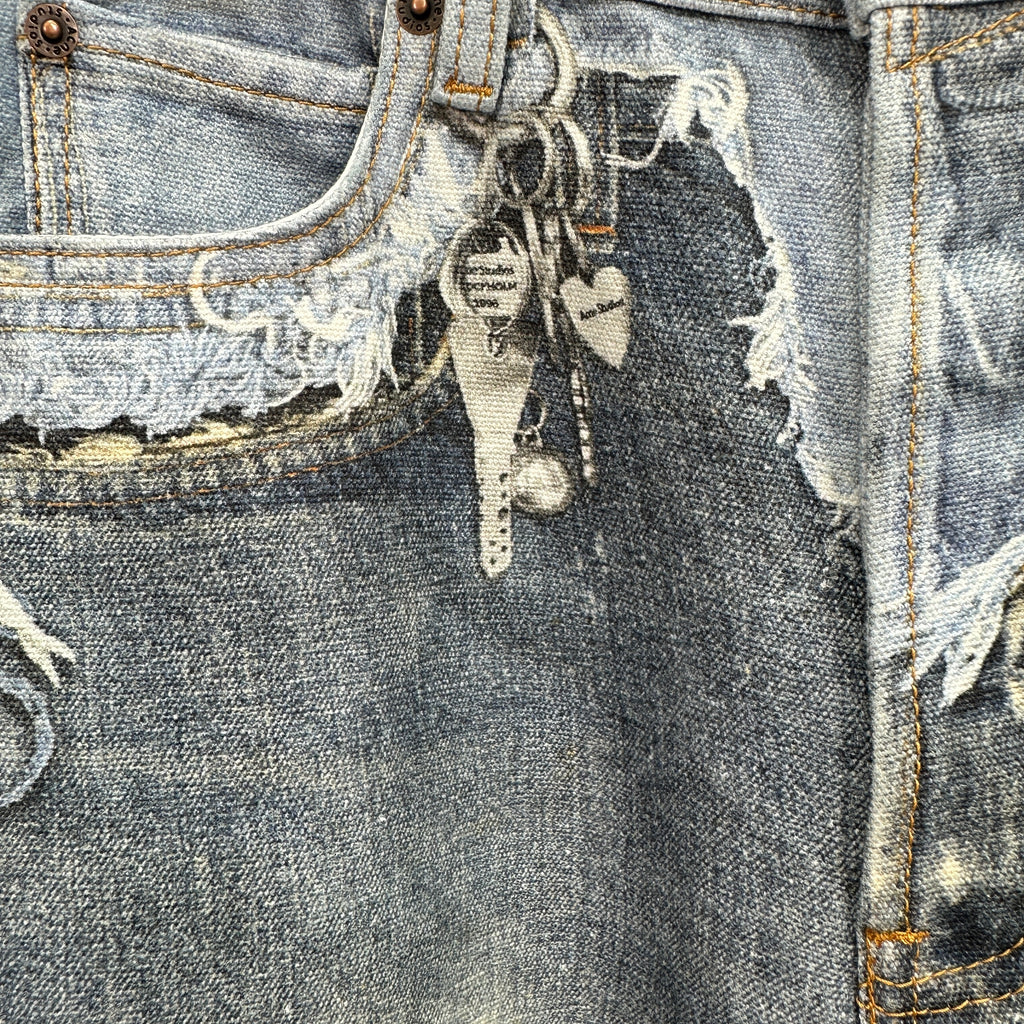 Acne Studios Deconstructed Frayed Denim Panel Jeans