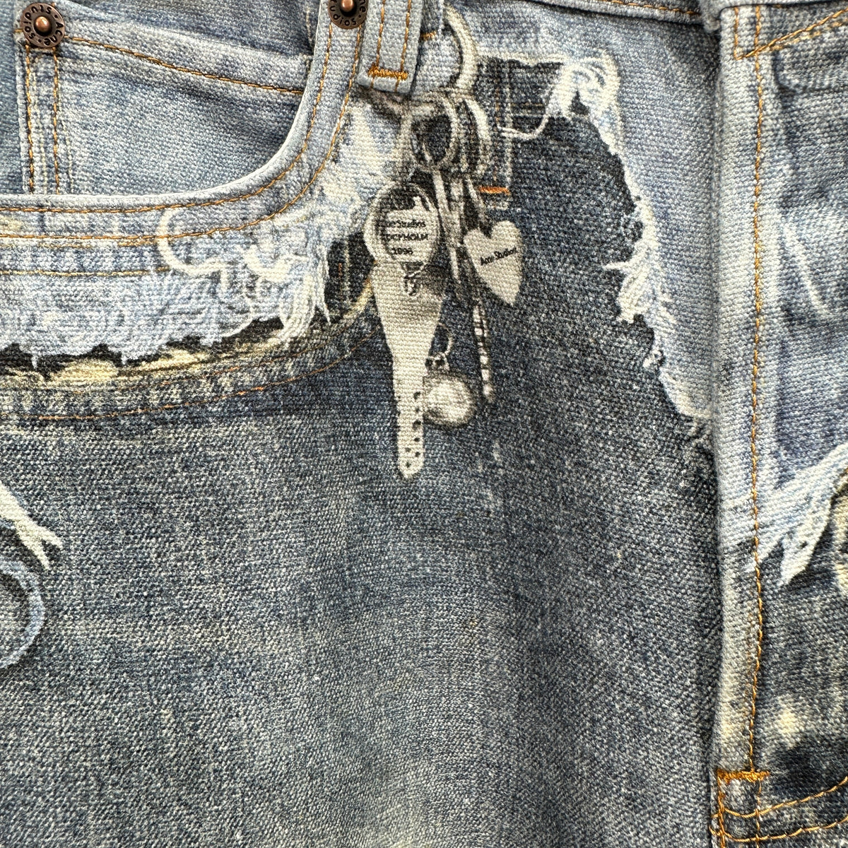 Acne Studios Deconstructed Frayed Denim Panel Jeans