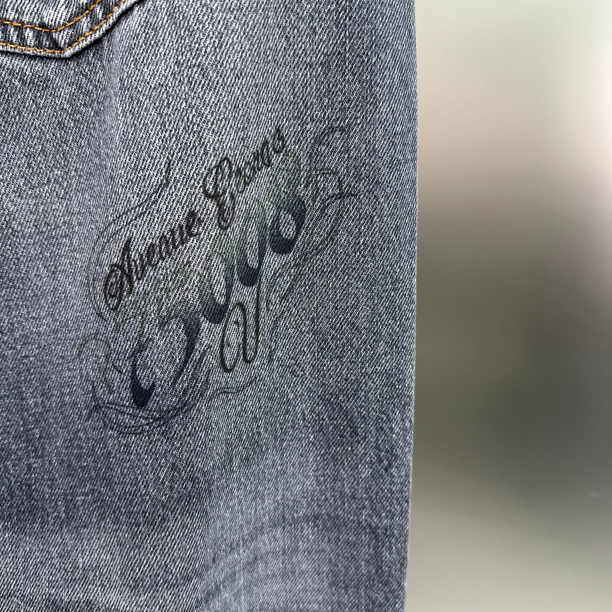 Balenciaga Crest & Artwork Embroidered Baggy Denim Pants